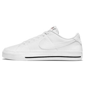 Nike White Low-Top Leather Sneaker with Black Stripe
